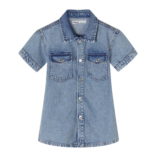 Minoti - Kleid für Mädchen, Mit Kragen, Denim, kurzärmlig (Blau) - Image 2