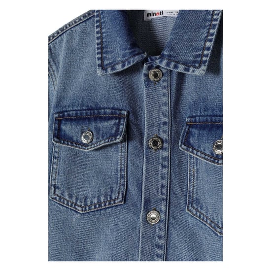 Minoti - Kleid für Mädchen, Mit Kragen, Denim, kurzärmlig (Blau) - Image 4