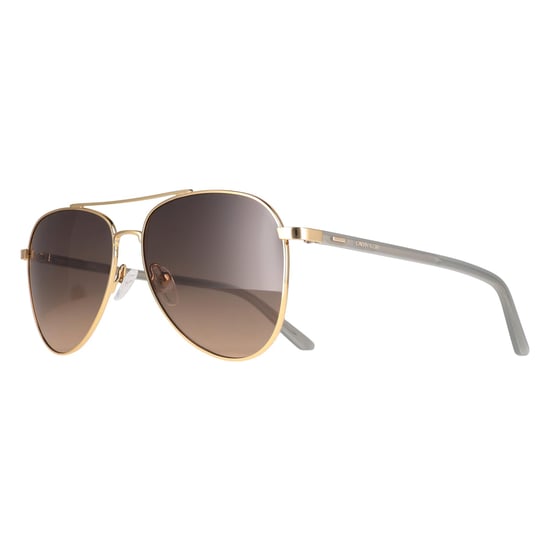 Calvin Klein CK21306S 717 glänzende Sonnenbrille in Gold und Grau mit Farbverlauf - Image 2