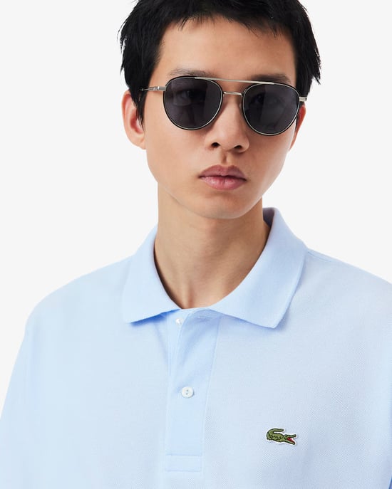 Original Lacoste Polo-Shirt mit Krokodil-Logo für Herren Blau Baumwolle. Authentische Kleidung von Lacoste - Streetwear/Sportswear Design von Lacoste - Lacoste für Herren Fashion, perfekt für den Alltag - Lacoste Polo in der Farbe Blau passt perfekt zum R - Image 3