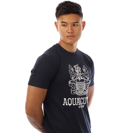 Aquascutum - T-Shirt für Herren, Rundhalsausschnitt (Marine/Weiß) - Image 3