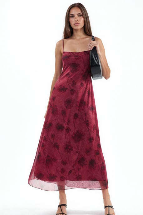 Blumenmuster Tüll Maxikleid - Image 3