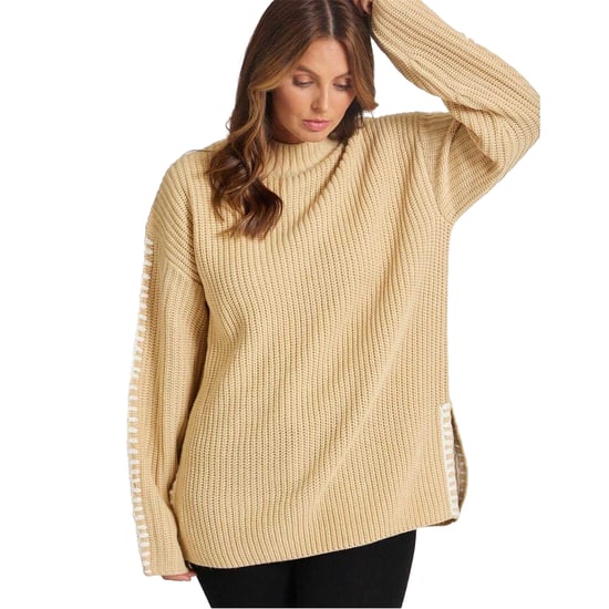 Be You - Pullover für Damen, Kontrastnähte (Beige) - Image 2