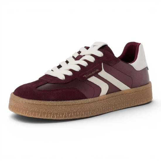 Tamaris Damen bordeauxrote Leder-Sneakerschuhe – 23723-44 - Image 4