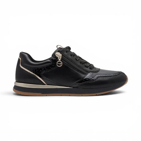 Tamaris Damen Schnürschuhe aus Kunstleder, Fashion-Look, Modell 23613-46 - Schwarz - Image 1