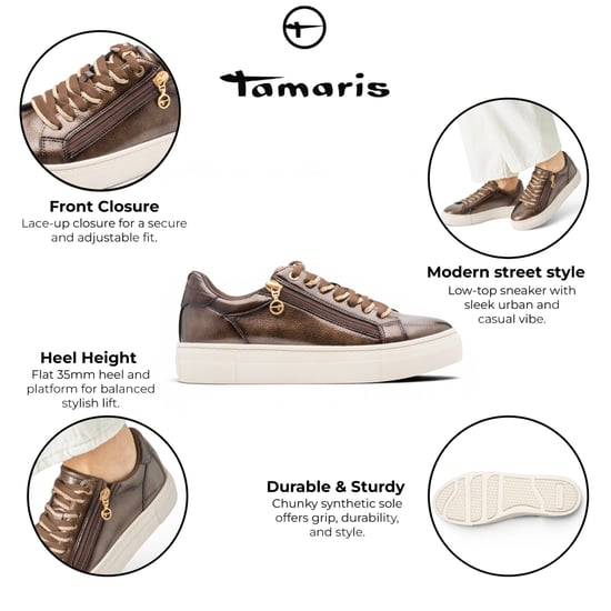 Tamaris Damen braune Kunstleder-Fashion-Schnürschuhe - Image 2