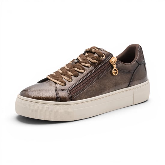 Tamaris Damen braune Kunstleder-Fashion-Schnürschuhe - Image 3