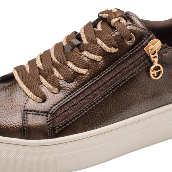 Tamaris Damen braune Kunstleder-Fashion-Schnürschuhe - Image 5