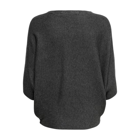 Only - Pullover Top für Damen, Rundhalsausschnitt, Kastig, Angeschnitten (Dunkelgraue Melange) - Image 2