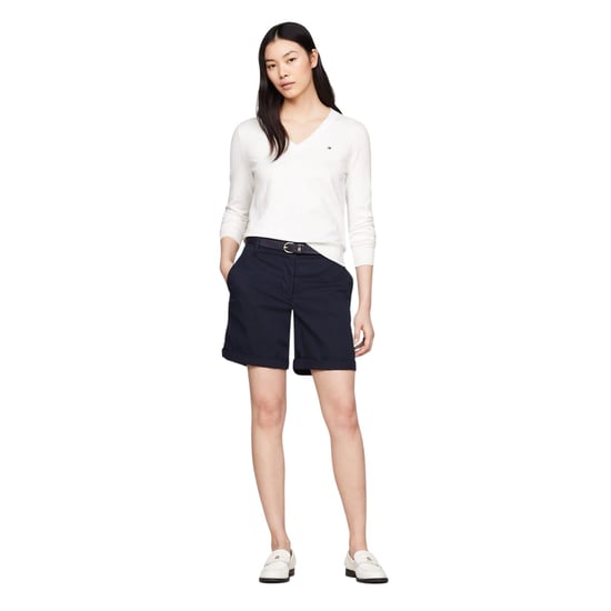 Tommy Hilfiger - Pullover Top für Damen, V-Ausschnitt, Baumwolle (Ecru) - Image 4