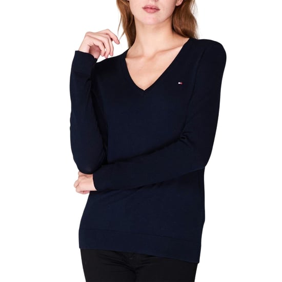 Tommy Hilfiger - Pullover Top für Damen, V-Ausschnitt, Baumwolle (Marine) - Image 1