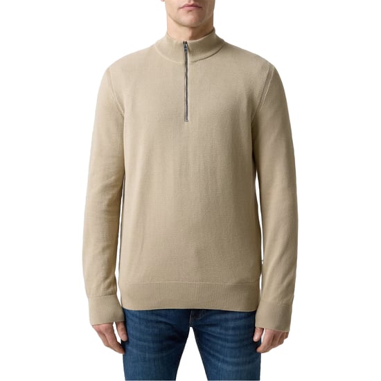 Boss - "Ebrando-P" Pullover für Herren, mit halbem Reißverschluss, Jerseyware (Hellbeige) - Image 1