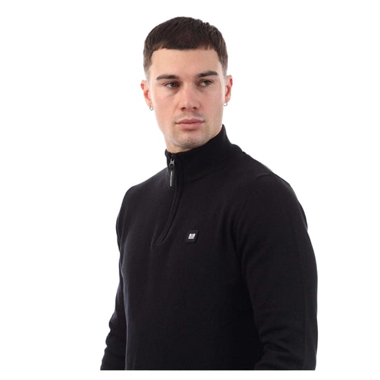 Weekend Offender - "Paraguay" Pullover für Herren, mit kurzem Reißverschluss, Jerseyware (Schwarz) - Image 3