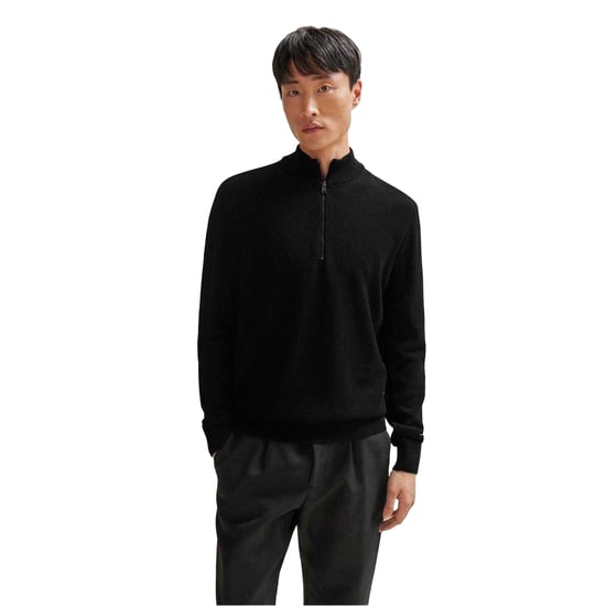 Boss - "Ebrando-P" Pullover für Herren, mit halbem Reißverschluss, Jerseyware (Schwarz) - Image 1