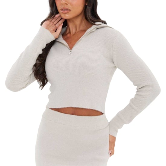 I Saw It First - Pullover für Damen, Reißverschluss, gerippt (Grau) - Image 2