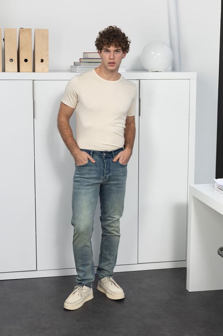 Herren Slim Fit Baumwoll Rundhals T-Shirt - Image 4