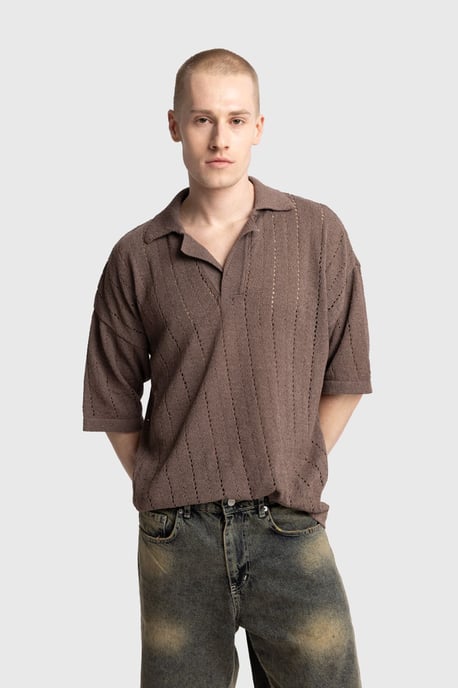 Herren Relaxed Baumwolle Struktur Polo T-Shirt - Image 2
