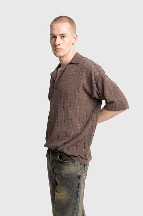 Herren Relaxed Baumwolle Struktur Polo T-Shirt - Image 3