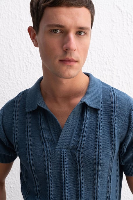Herren-Polo-T-Shirt aus Baumwolle mit Struktur - Image 4