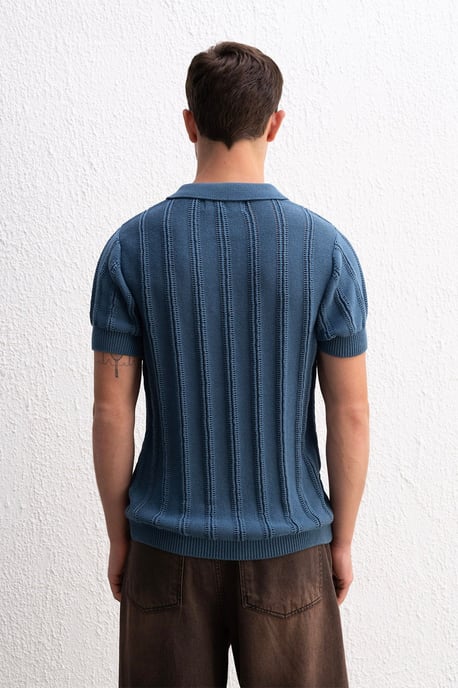 Herren-Polo-T-Shirt aus Baumwolle mit Struktur - Image 5