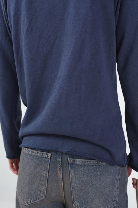 Herren Baumwolle Langarm T-Shirt mit Rundhalsausschnitt - Image 3