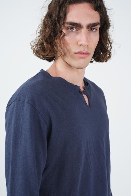 Herren Baumwolle Langarm T-Shirt mit Rundhalsausschnitt - Image 4