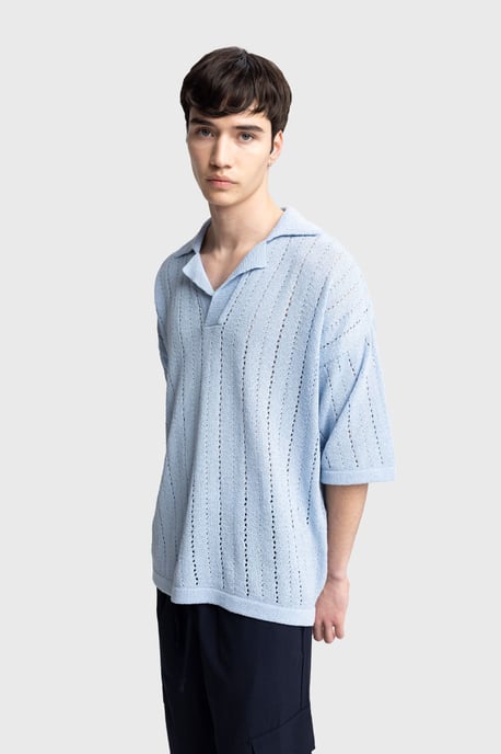 Herren Relaxed Baumwoll Struktur Polo T-Shirt - Image 3