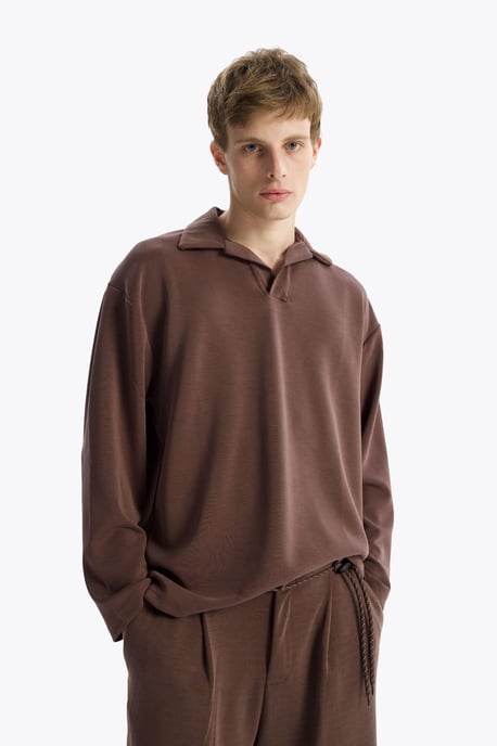 Herren Lockeres Langarm-Polo-T-Shirt - Image 1
