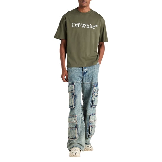 Off White - "Bookish" T-Shirt für Herren, Rundhalsausschnitt (Moosgrün/Weiß) - Image 3