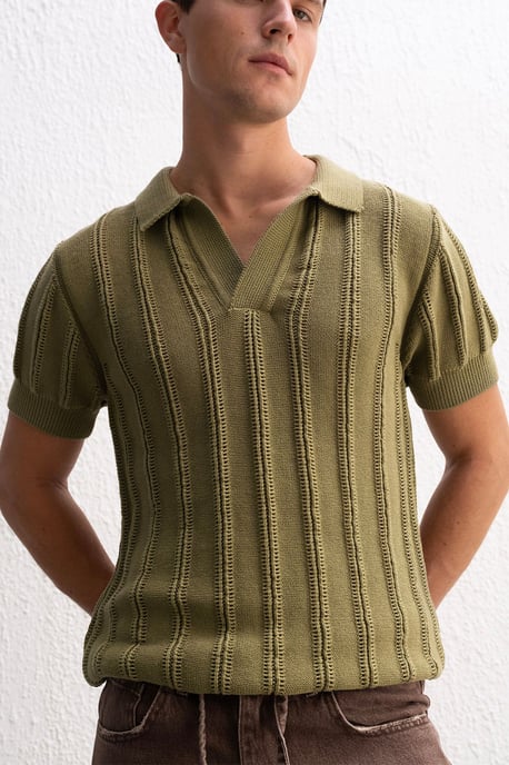 Herren Poloshirt aus strukturiertem Baumwollstoff - Image 1