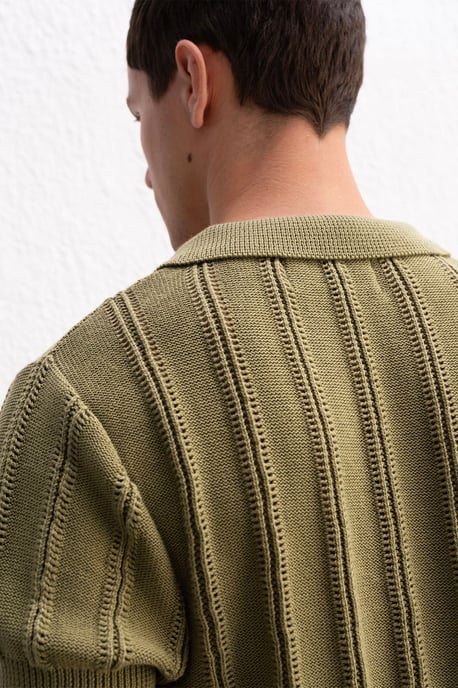 Herren Poloshirt aus strukturiertem Baumwollstoff - Image 2