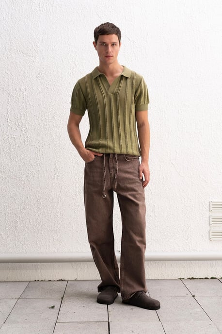 Herren Poloshirt aus strukturiertem Baumwollstoff - Image 3