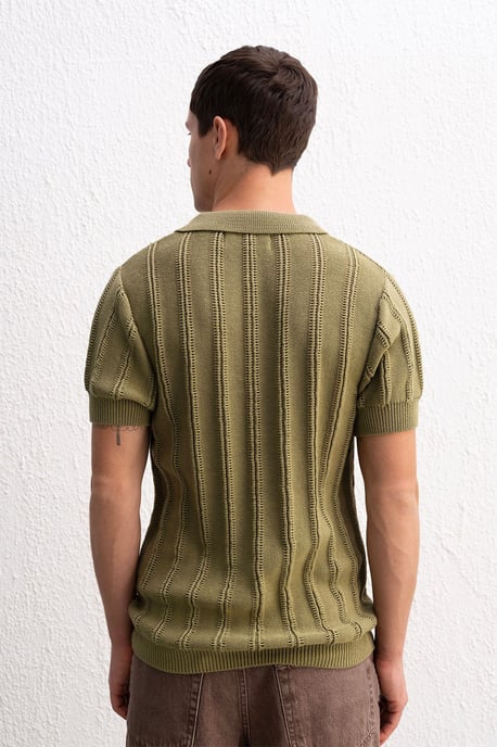 Herren Poloshirt aus strukturiertem Baumwollstoff - Image 4