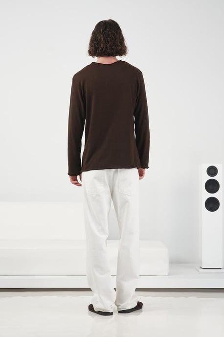 Herren Baumwoll Rundhalsausschnitt Langarm T-Shirt - Image 3
