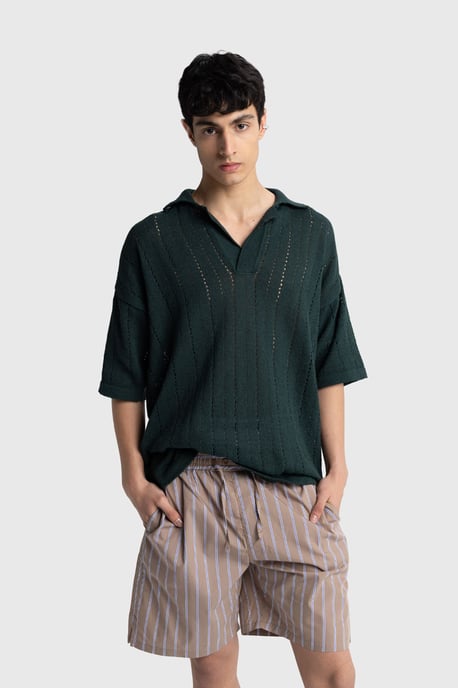Herren Relaxed Baumwollstrick Polo T-Shirt - Image 3