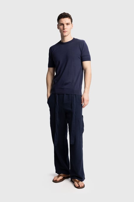 Giesto Rundhals-T-Shirt mit kurzen Ärmeln - Marineblau - Image 2