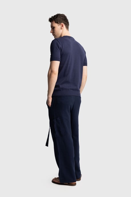 Giesto Rundhals-T-Shirt mit kurzen Ärmeln - Marineblau - Image 4