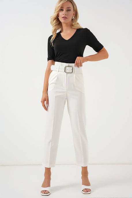 Knöchellange Gerade Hose mit Schleife - Image 3
