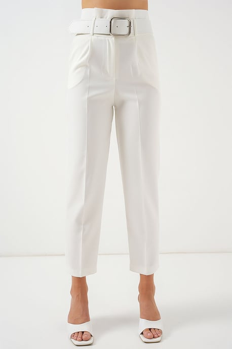 Knöchellange Gerade Hose mit Schleife - Image 4