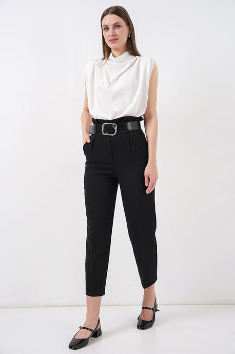 Knöchellange Gerade Hose mit Schleife - Image 1
