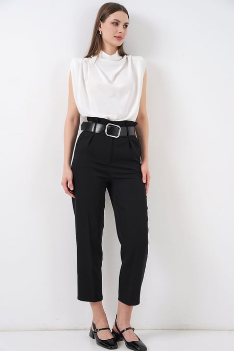 Knöchellange Gerade Hose mit Schleife - Image 3
