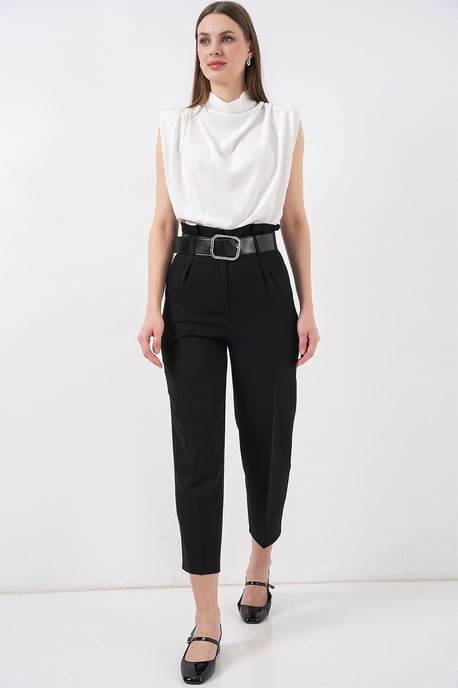 Knöchellange Gerade Hose mit Schleife - Image 5