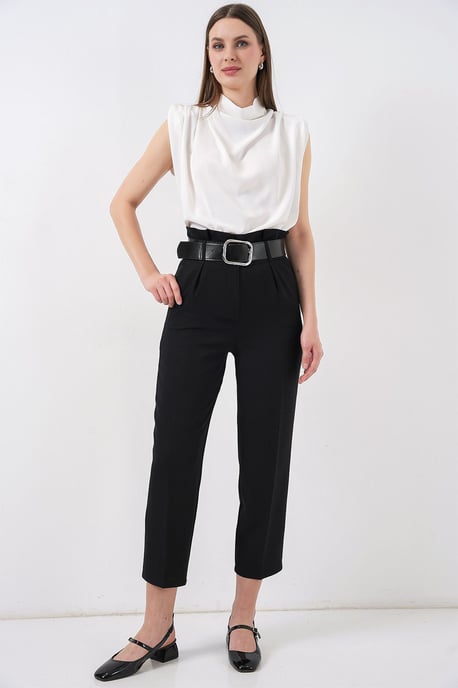 Knöchellange Gerade Hose mit Schleife - Image 6