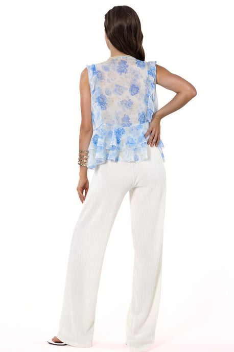 Hochtaillierte gerade Crepe-Hosen mit Schlitz - Image 4
