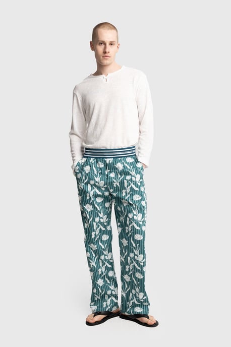 Herren Baumwoll Blumenmuster Strickhose - Image 1