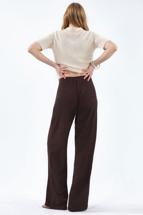 Hochtaillierte gerade Crepe-Hosen mit Schlitz - Image 2