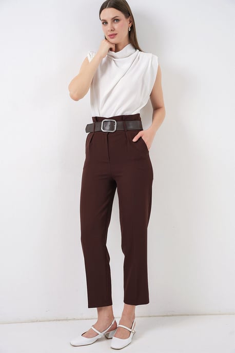 Knöchellange Gerade Hose mit Schleife - Image 3