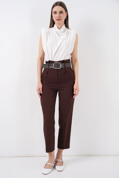 Knöchellange Gerade Hose mit Schleife - Image 6