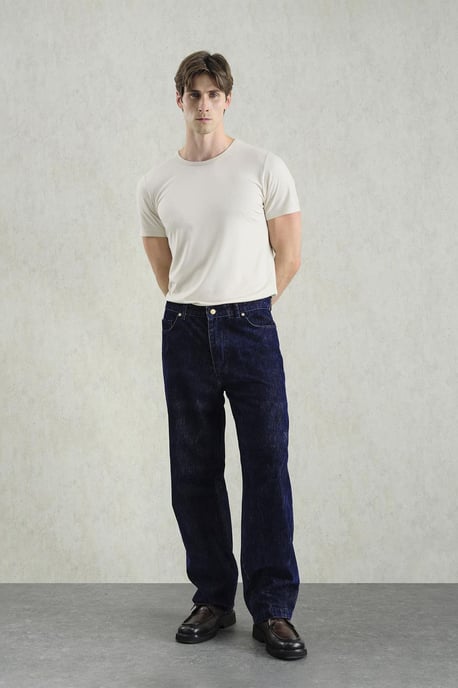 Herren Baumwoll Strickstoff Gerade-Hose - Image 1