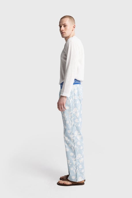 Herren Baumwoll Blumenmuster Strickhose - Image 4